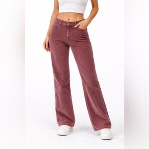 Lee One True Fit Corduroy Pants 7/8 Modern Vintage Mauve/Dusty Rose Flare